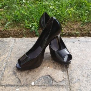 Nine West dark chocolate pep toe heeels